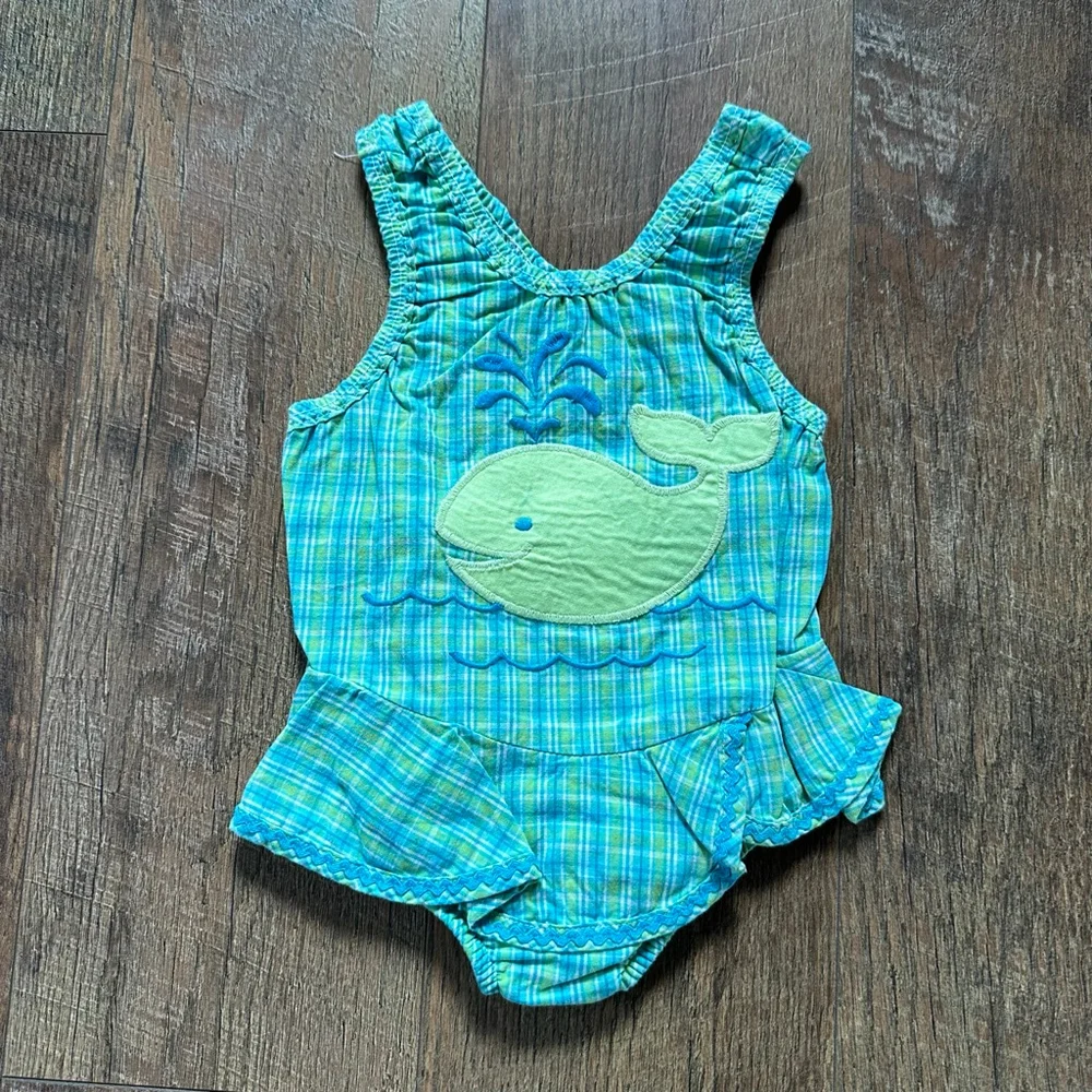 Baby The Bailey Boys One Piece Swimsuit 18 Months Blue Green Plaid Whale Boutiqu